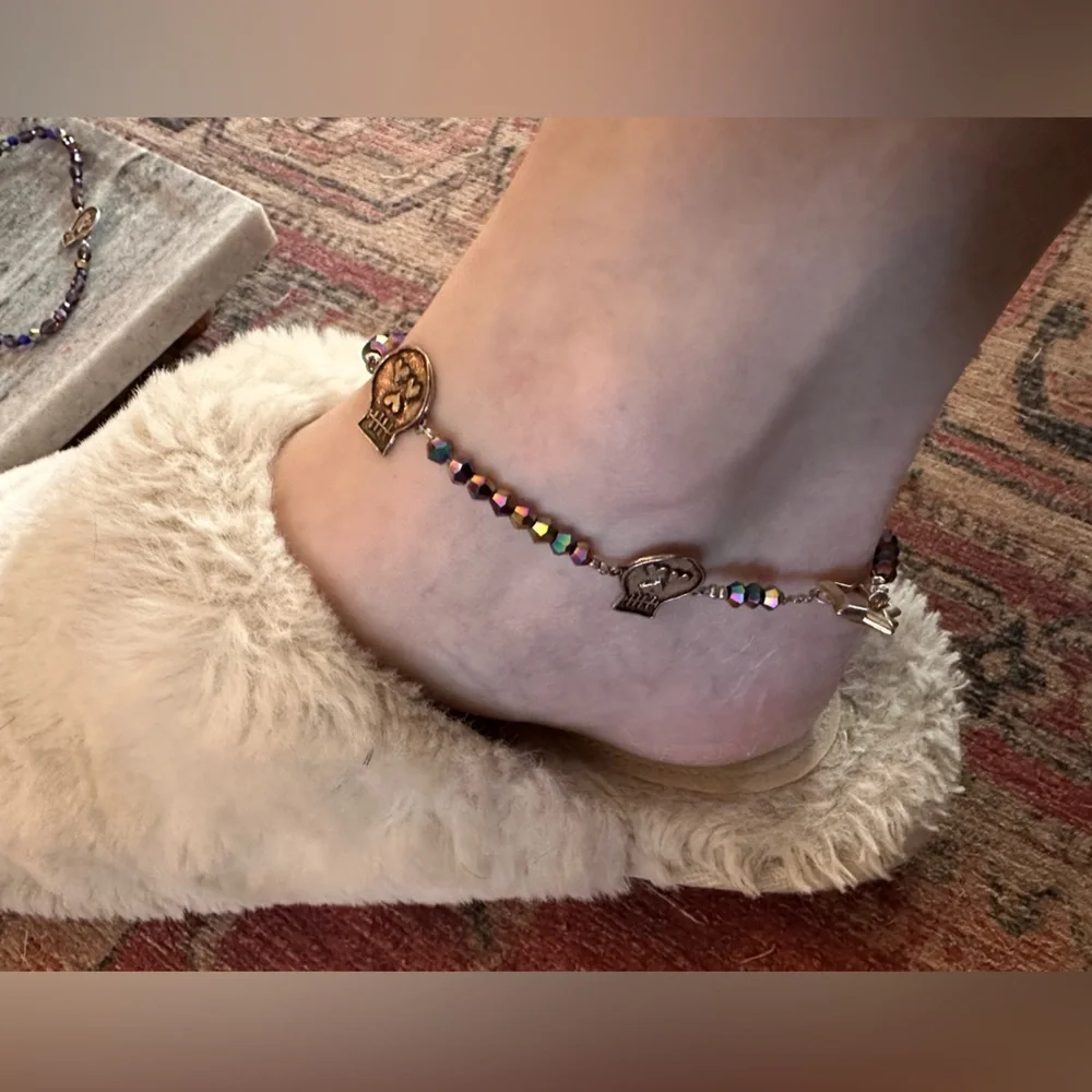 Sparkly Glass Bead & Silver Anklet {or Bracelet}